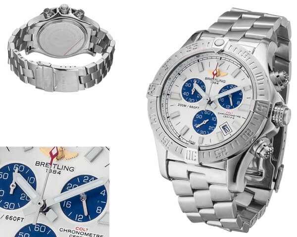 Мужские часы Breitling  №MX3674 (Референс оригинала A7380C1 Wh_Blue-SS)