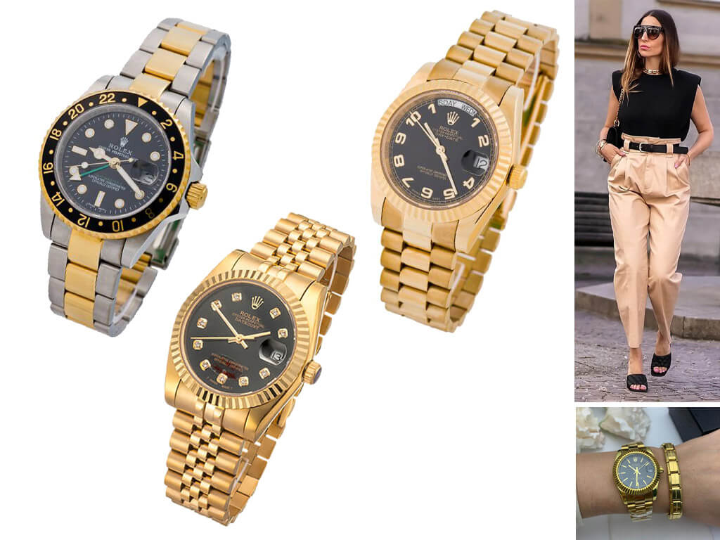 Золотые часы Rolex на браслете