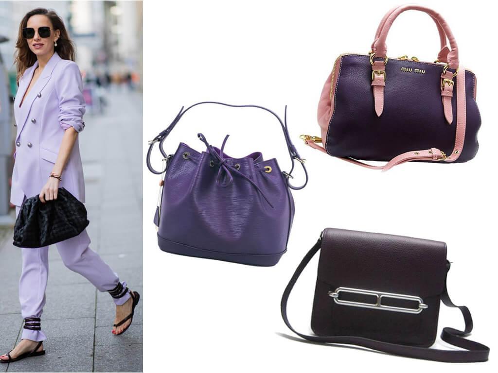 Женские кожаные сумки фиолетового цвета