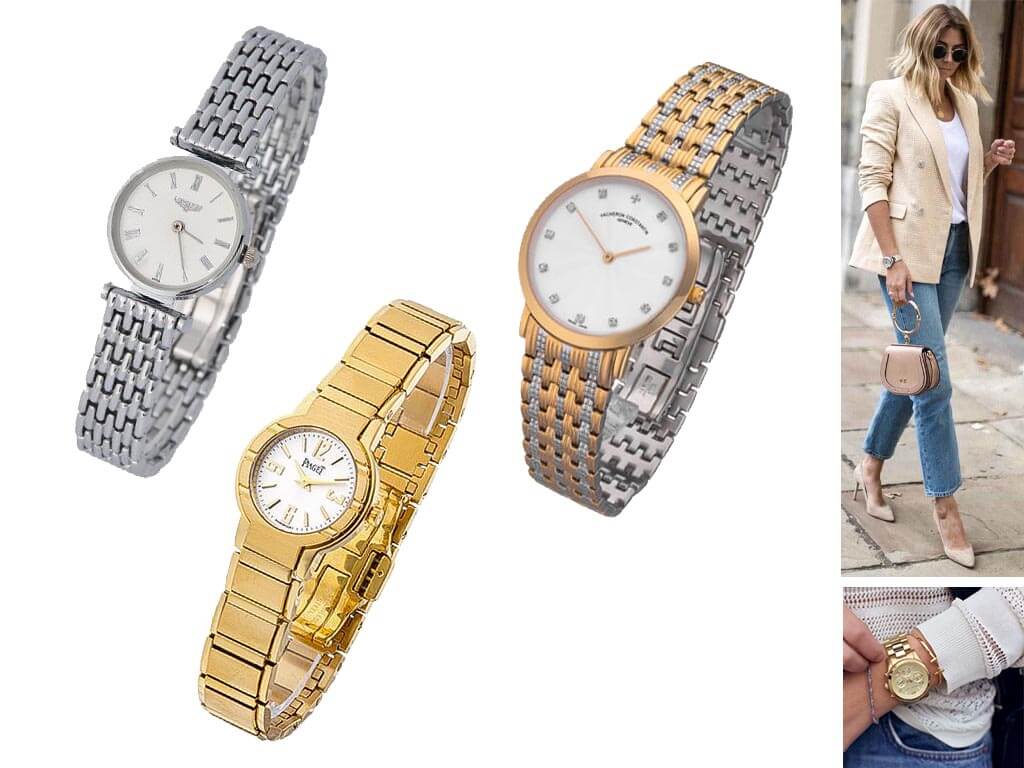 Классические женские часы наручные с металлическим ремешком